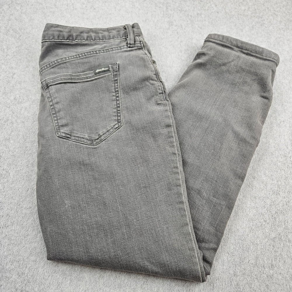 EDDIE BAUER Flannel Lined Jeans Women P4 Gray Cotton Blend Outdoor Winter Warm